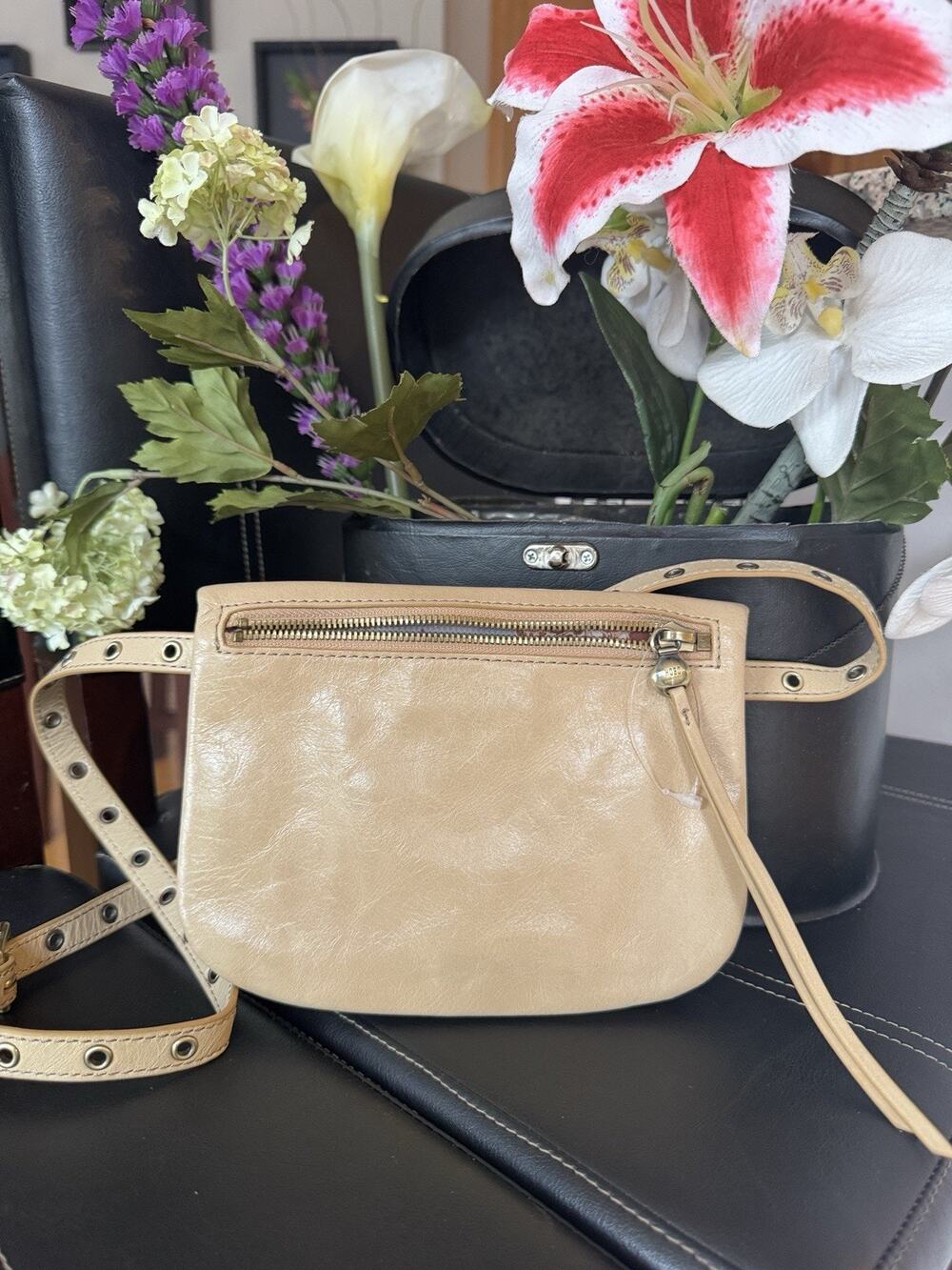 Hobo Saunter ivory leather belt bag fanny pack (160